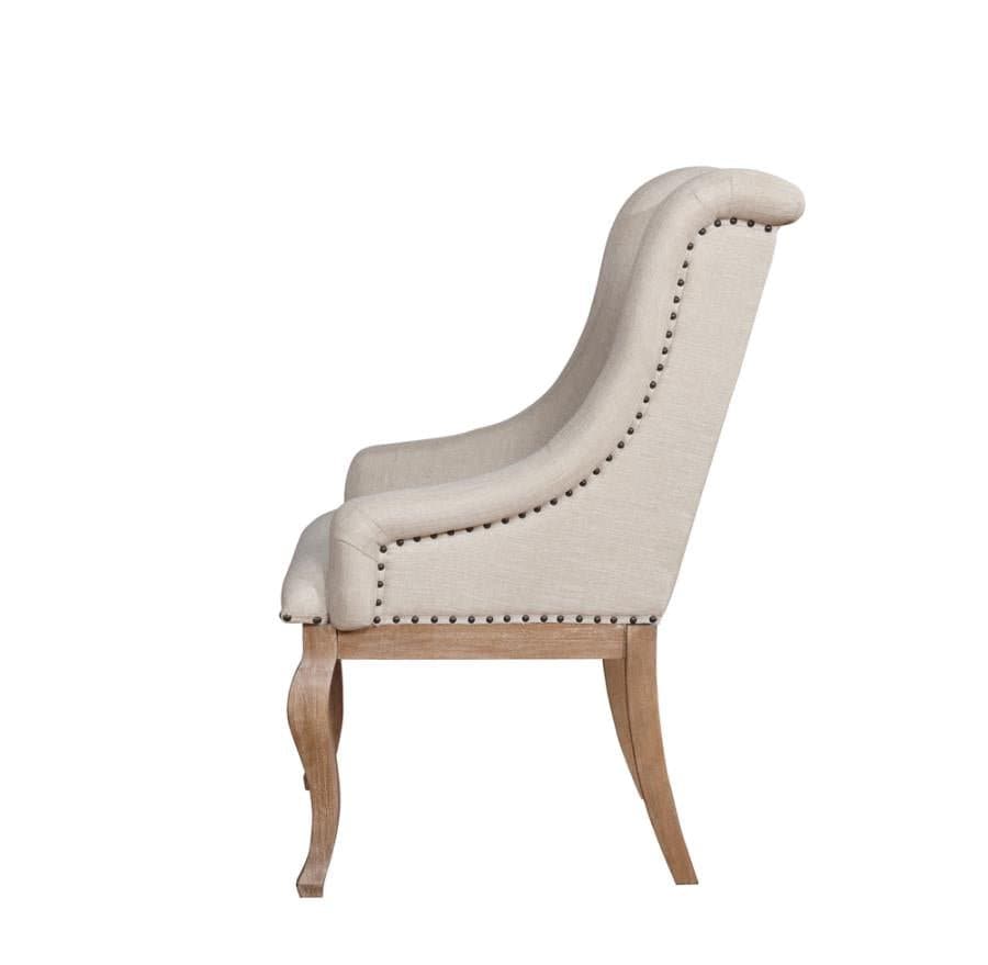 Tufted Arm Chairs in Cream And Barley Brown (Set Of 2) - HER Home Design Boutique
